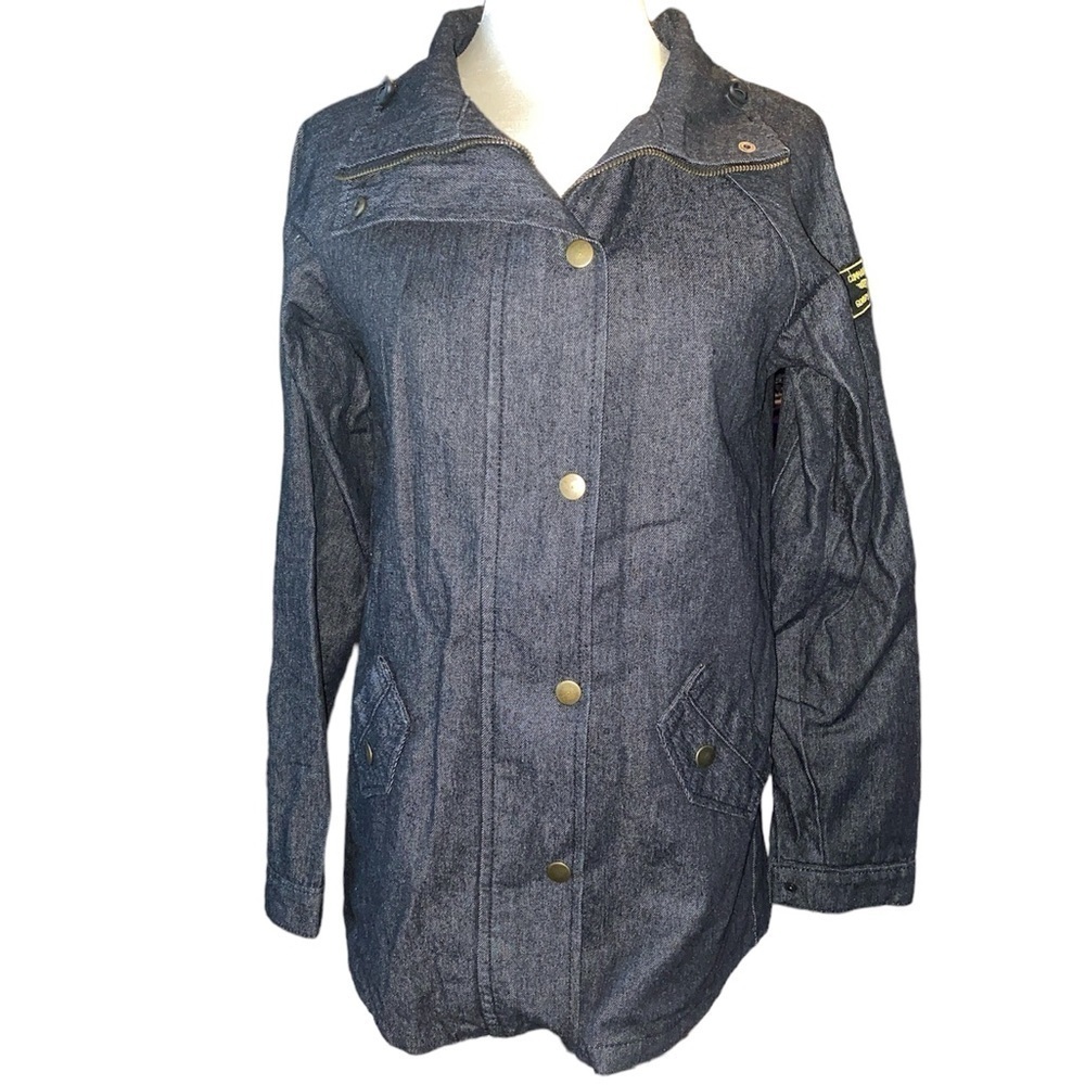 Zaful Forever Young denim jacket button/zip down front long sleeve Sz large NWT